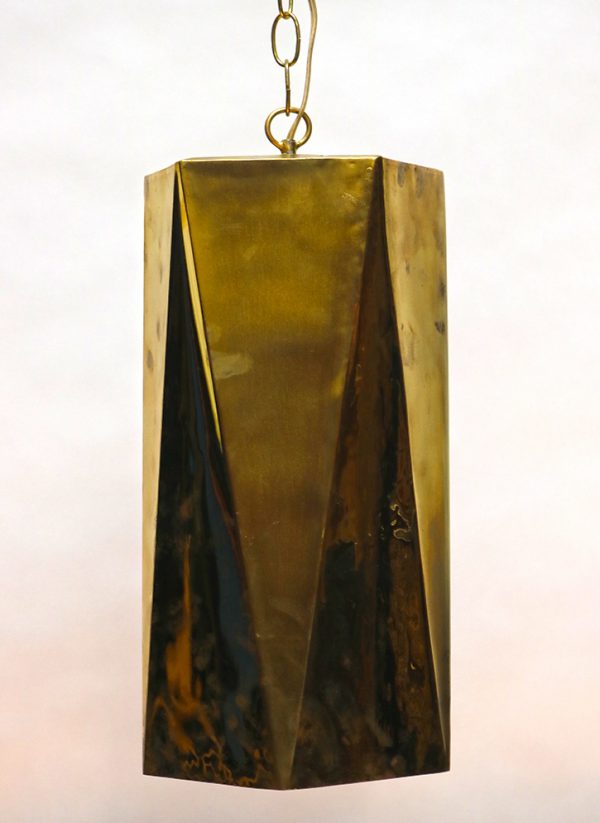 Brass Vertical Origami Hanging Lamp