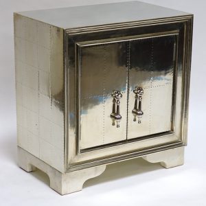 White Metal Carree Nightstand with Marble legs
