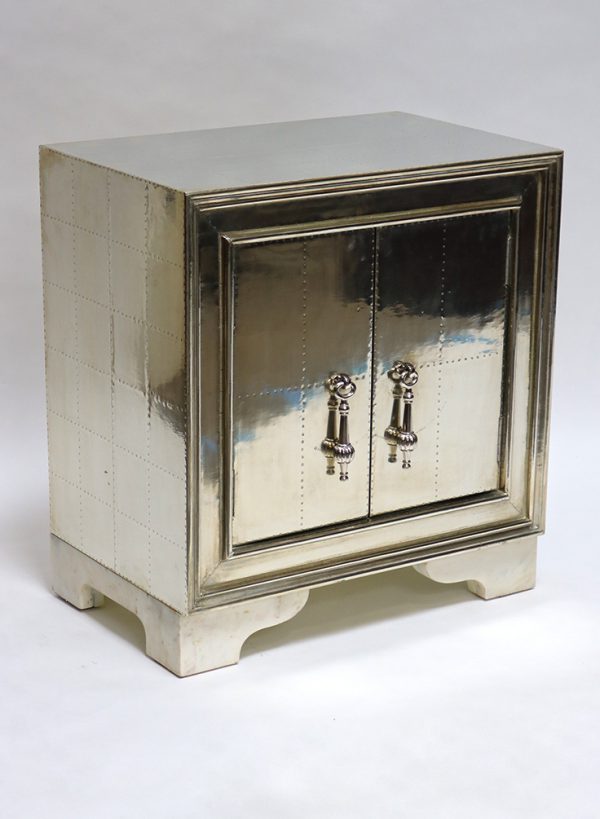 White Metal Carree Nightstand with Marble legs