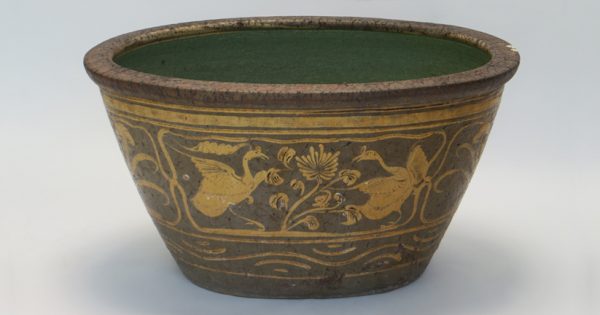 Oval Glazed Clay Pot