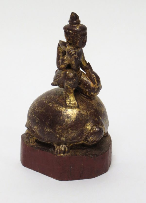 Wooden Angel Riding on Turtle