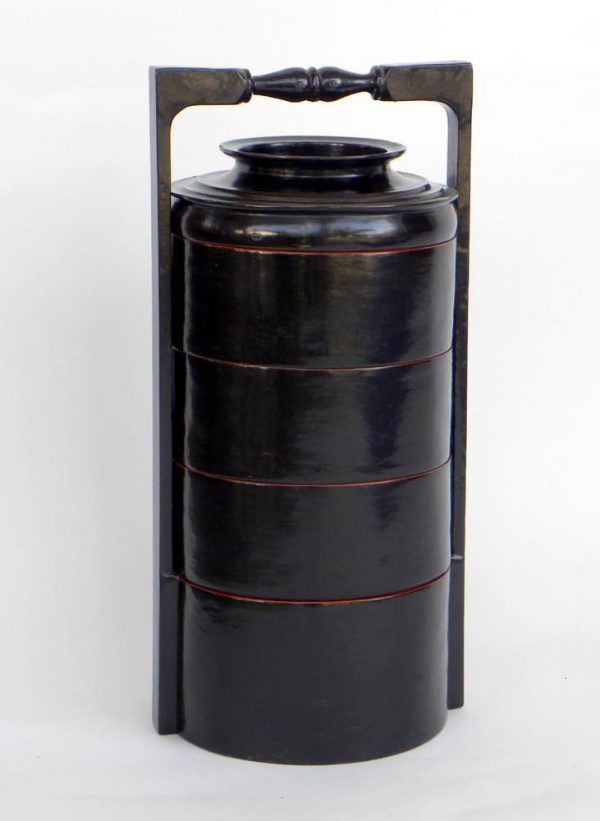 Bamboo Lacquered Tiffin Carrier, Myanmar, c. 1951