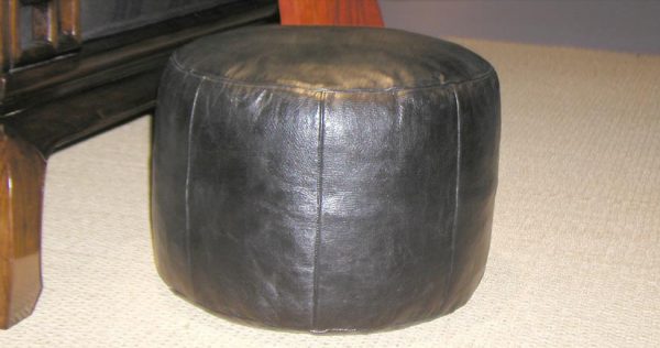 Tunisian Leather Ottoman