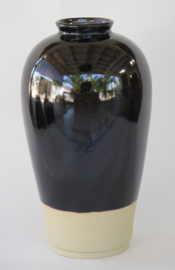Partial Glazed Temmoku Ceramic Vase