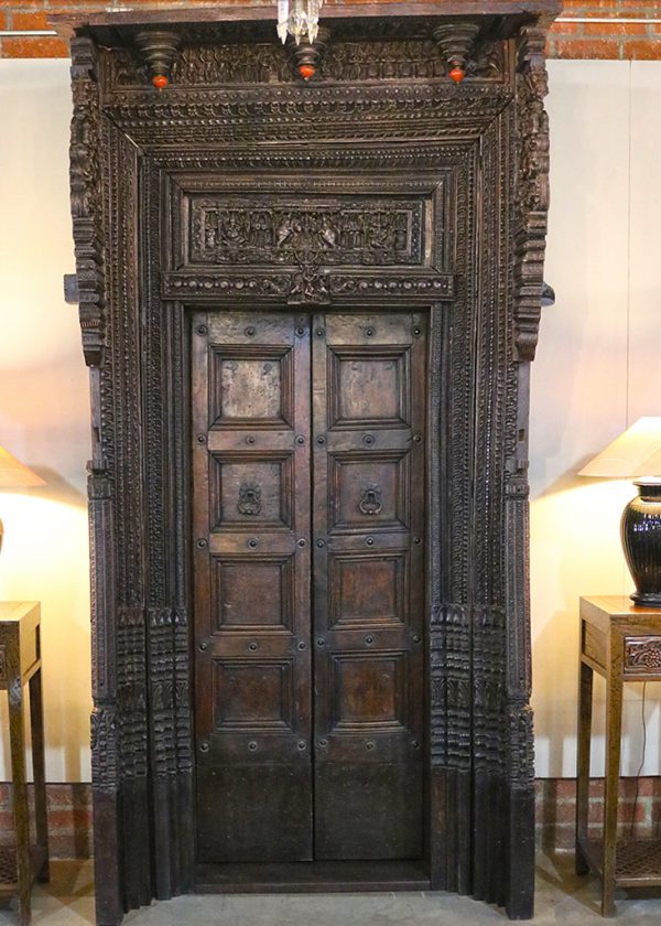 Hand Carved Wooden Frame with Doors