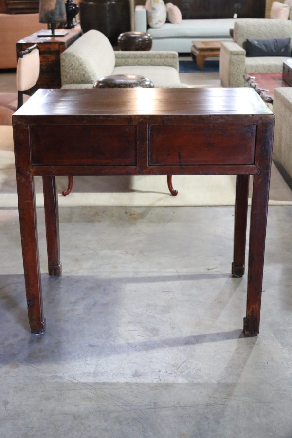 2-Drawer Lacquered Elm Wood Table - Image 4