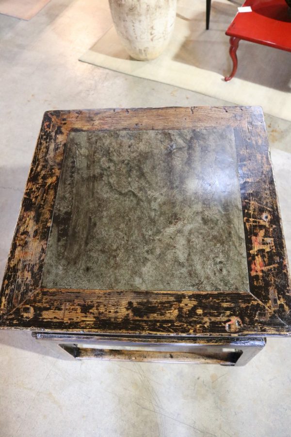 2-Drawer Black Lacquer Stone Top Table - Image 7