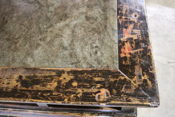 2-Drawer Black Lacquer Stone Top Table - Image 8
