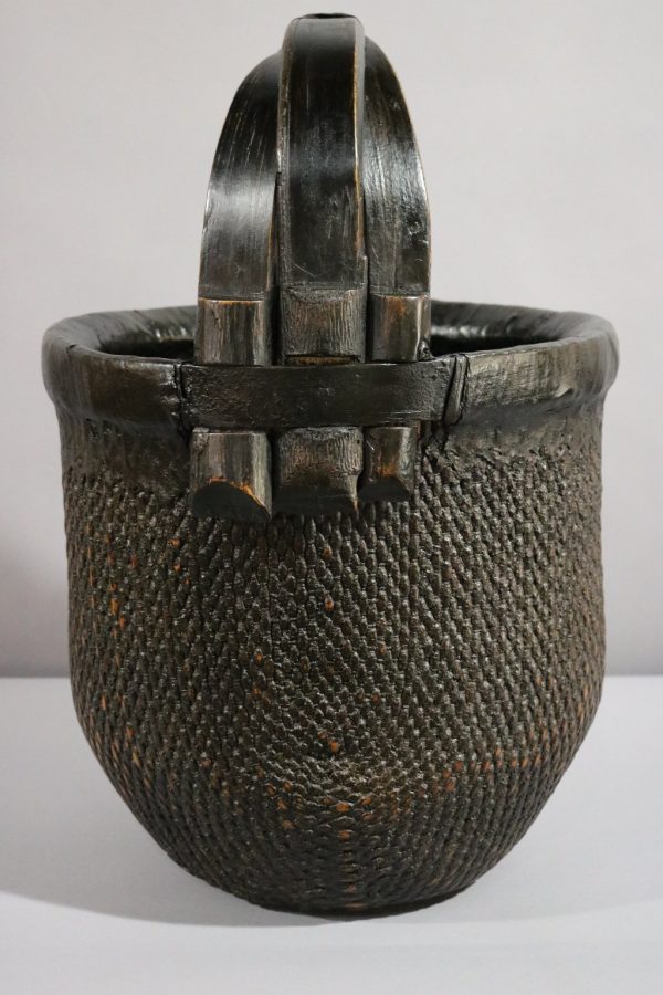 Woven Bamboo Basket with Handle - Image 2