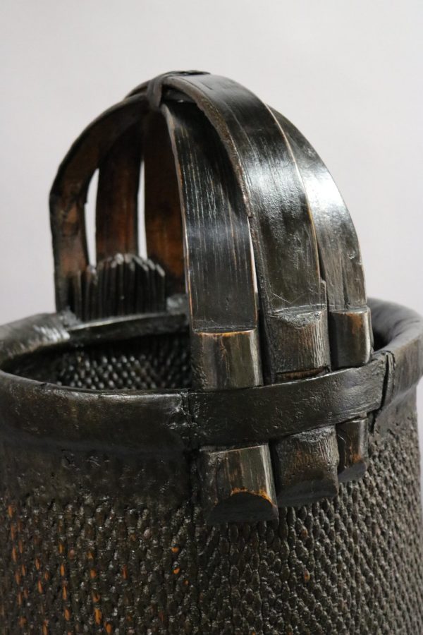 Woven Bamboo Basket with Handle - Image 3