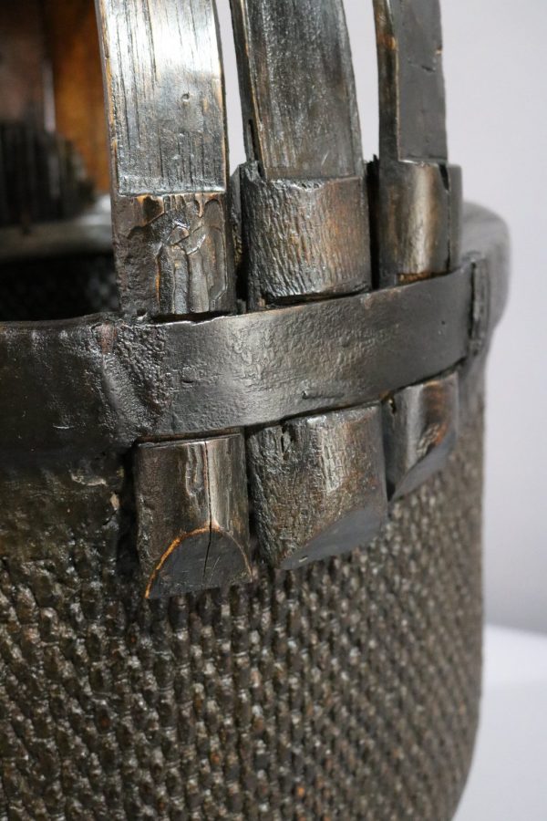Woven Bamboo Basket with Handle - Image 5