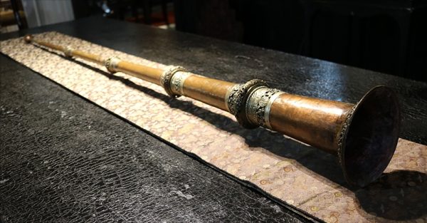 Hammered Copper with Brass, Vintage Telescoping Temple Horn