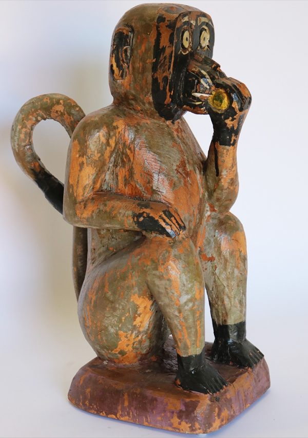 Hand Carved Wooden Painted Monkey