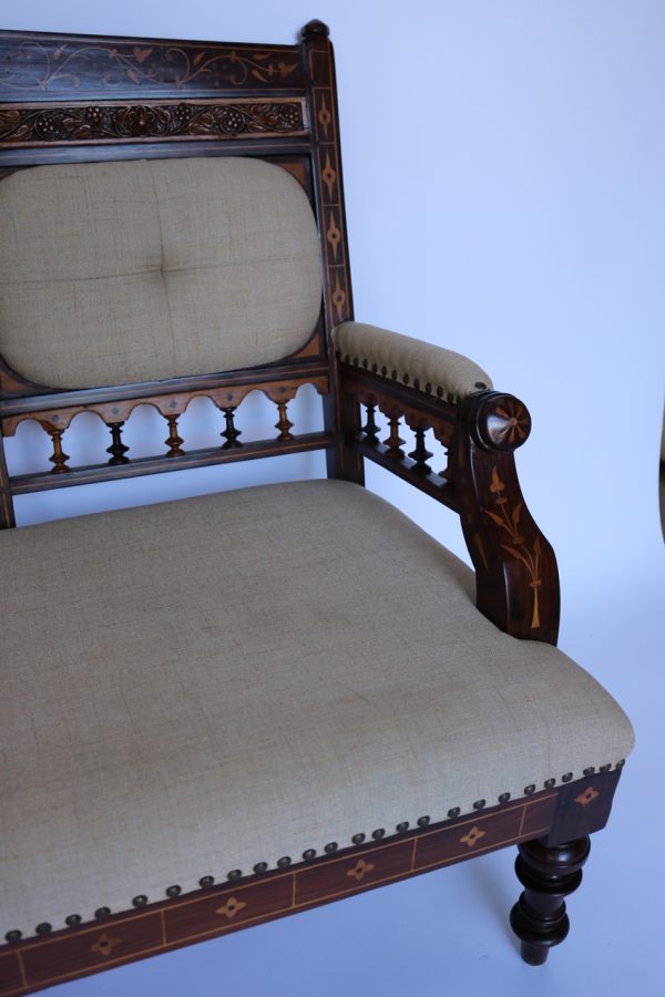 Satin Wood Inlaid Sofa - Image 9