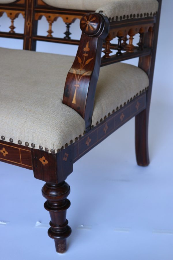 Satin Wood Inlaid Sofa - Image 4