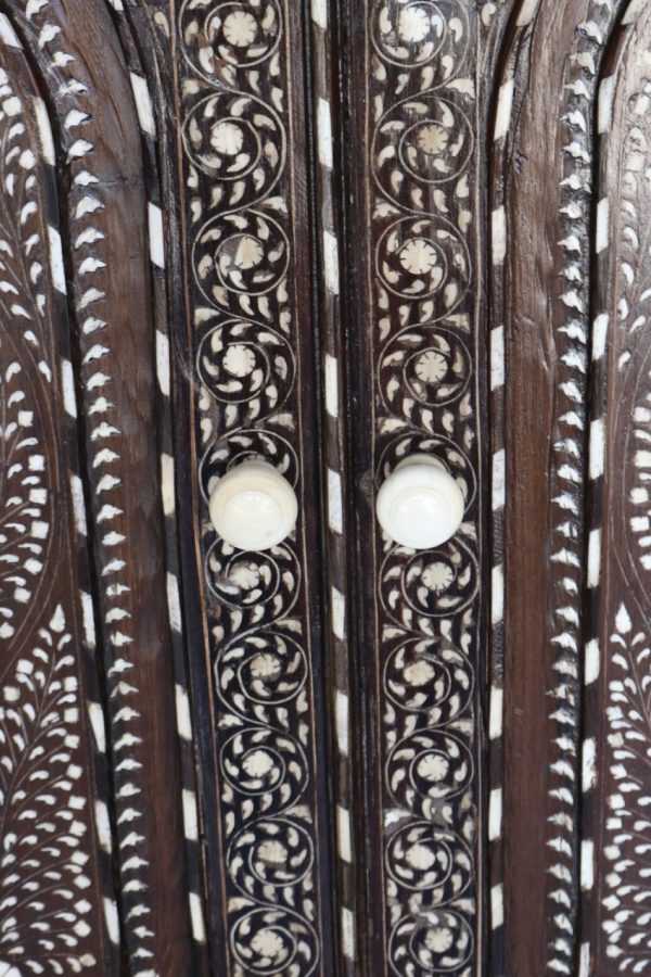 3-Part Teak Wood and Bone Inlay Almirah - Image 5