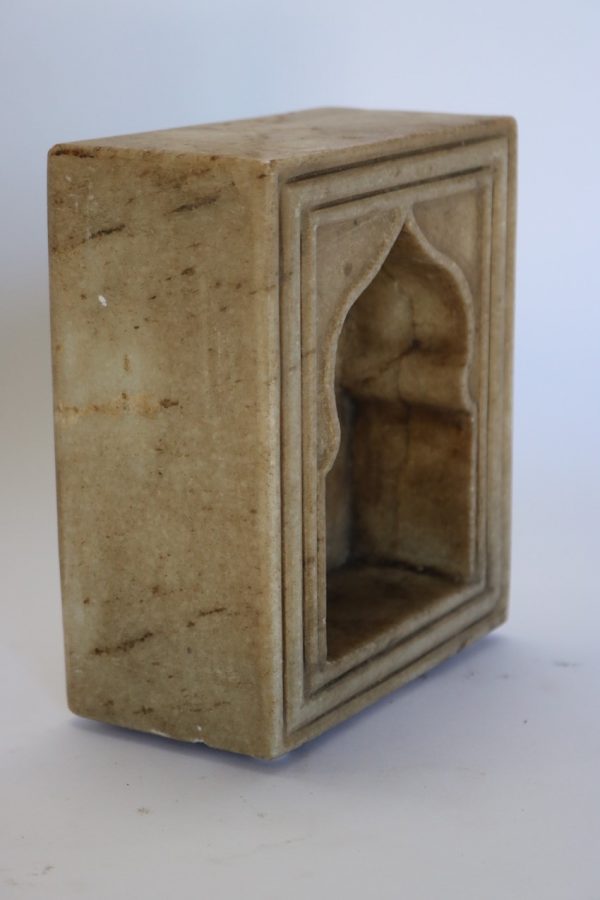 Hand Carved White Marble Votive from India - Image 3