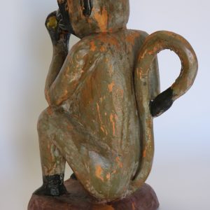 Hand Carved Wooden Painted Monkey
