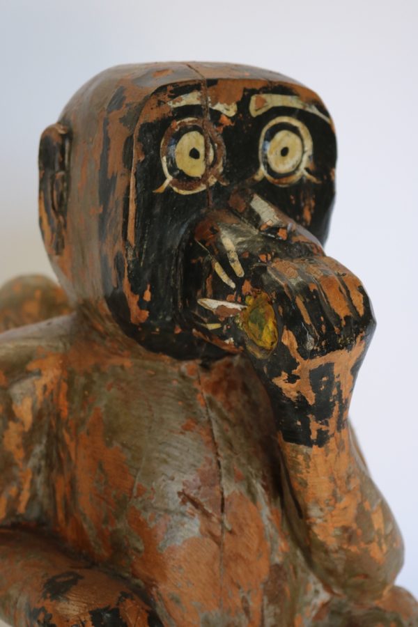 Hand Carved Wooden Painted Monkey - Image 4
