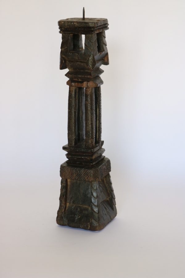 Hand carved wood candle stand from India - Image 2