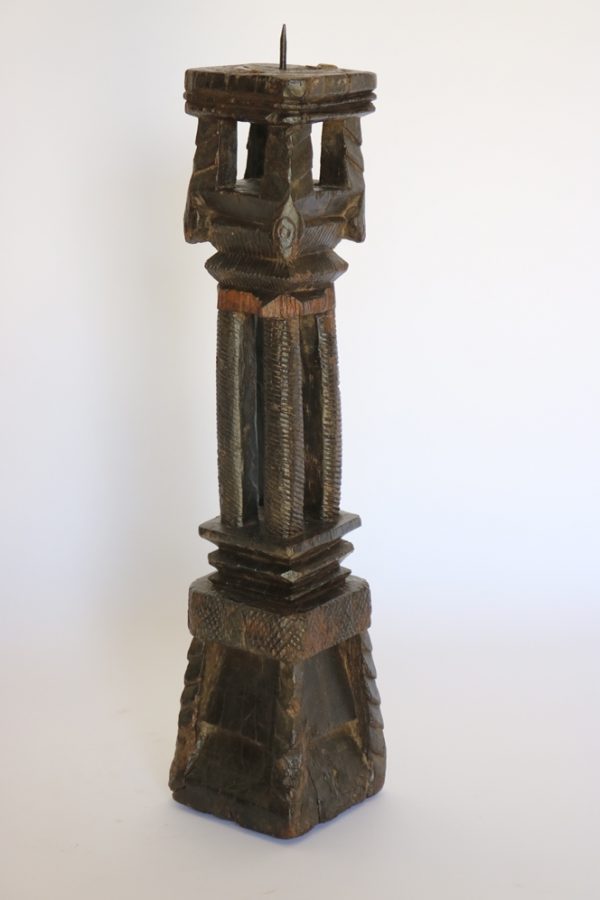 Hand carved wood candle stand from India - Image 4