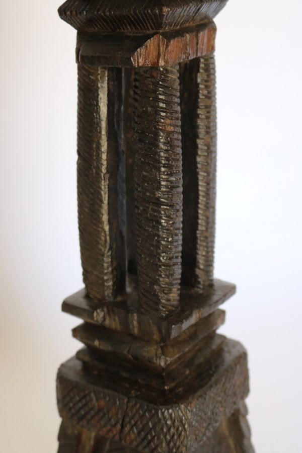 Hand carved wood candle stand from India - Image 6