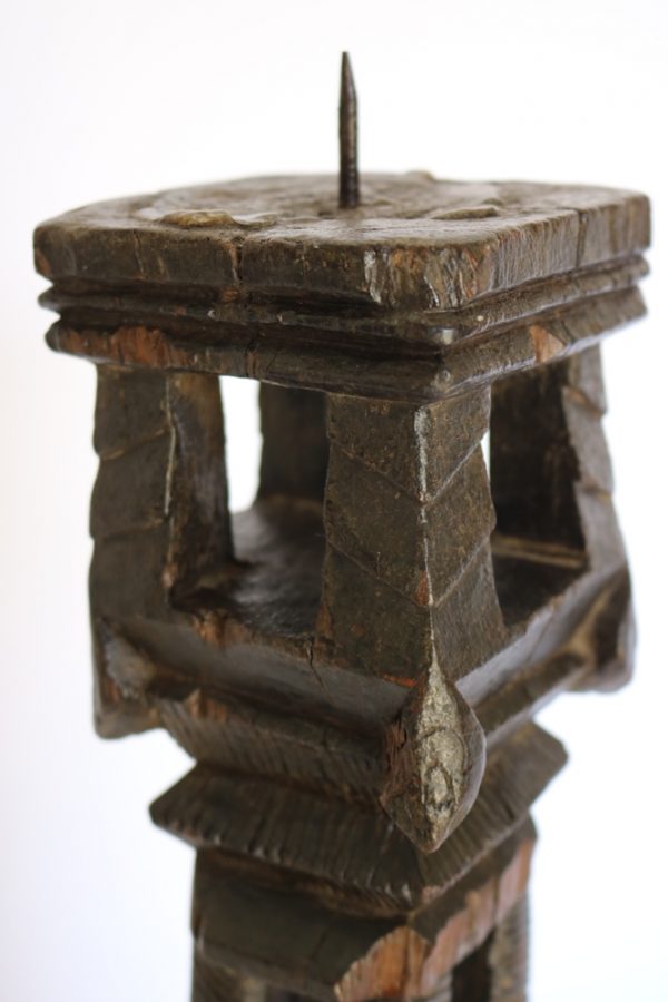 Hand carved wood candle stand from India - Image 7