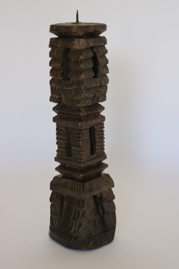 Hand carved wood candle stand from India - Image 3