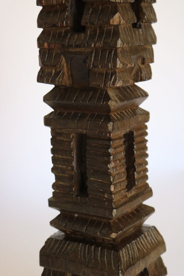 Hand carved wood candle stand from India - Image 5