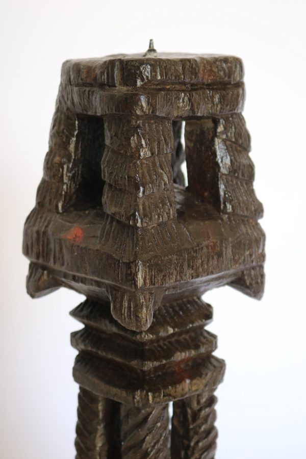Hand carved wood candle stand from India - Image 7