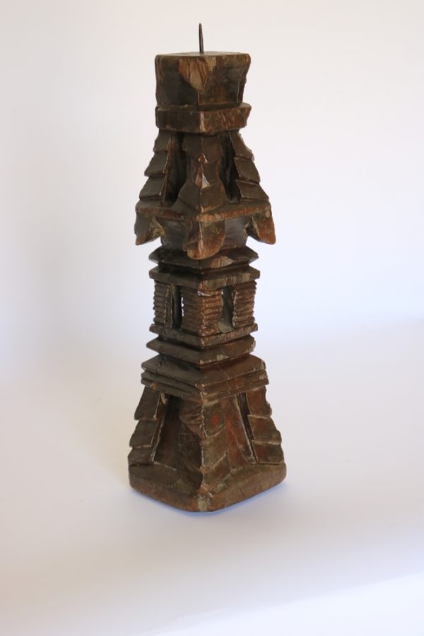 Hand carved wood candle stand from India - Image 5