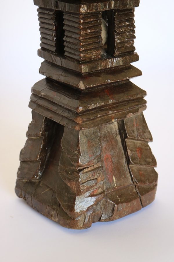 Hand carved wood candle stand from India - Image 3