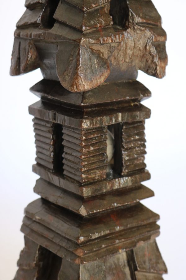 Hand carved wood candle stand from India - Image 4