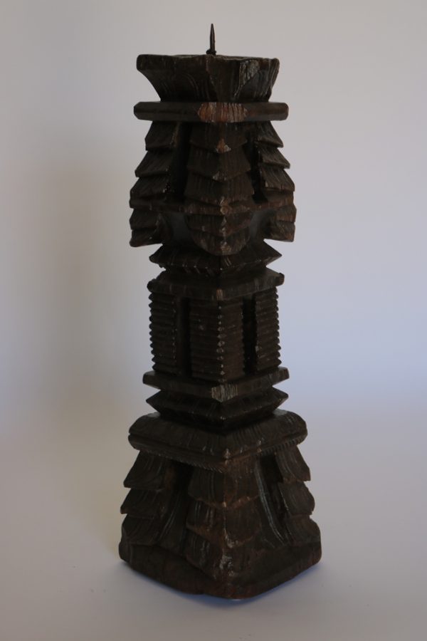 Hand carved wood candle stand from India - Image 3