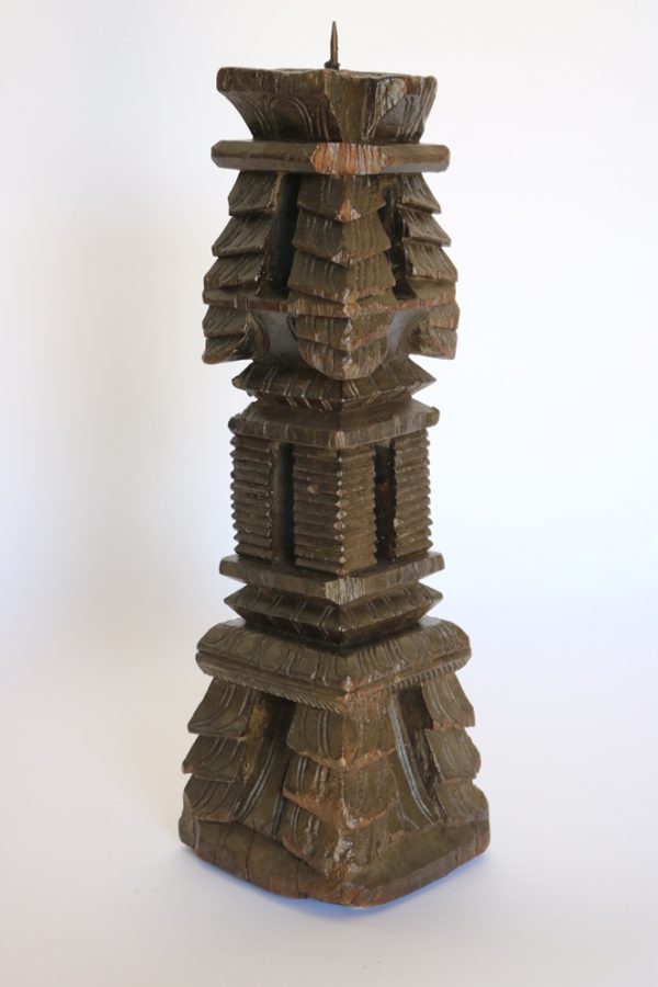 Hand carved wood candle stand from India - Image 4
