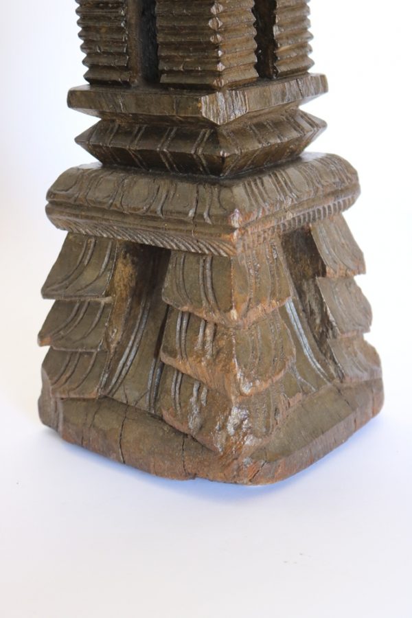 Hand carved wood candle stand from India - Image 5
