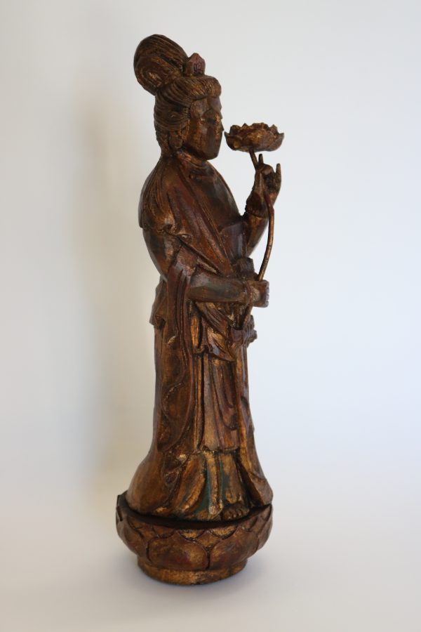 Hand Carved Wood Quan Yin - Image 4
