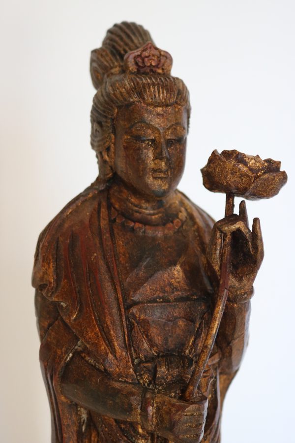Hand Carved Wood Quan Yin - Image 2