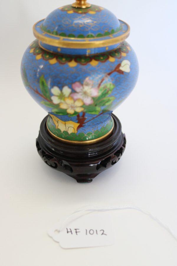 Hand painted cloisonne Jar with wood base from China - Image 8