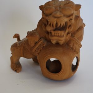 Hand carved wood foo dog from China