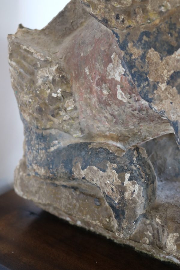 Hand carved stone angel with wood base from India - Image 6