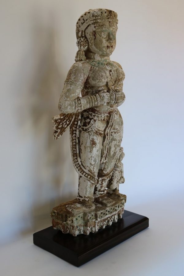 Hand carved stone statue with wood base - Image 3