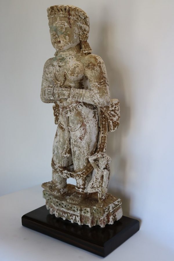 Hand carved stone statue with wood base - Image 4
