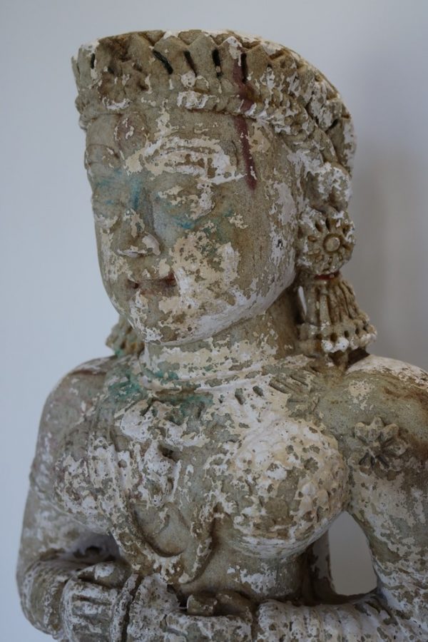 Hand carved stone statue with wood base - Image 5