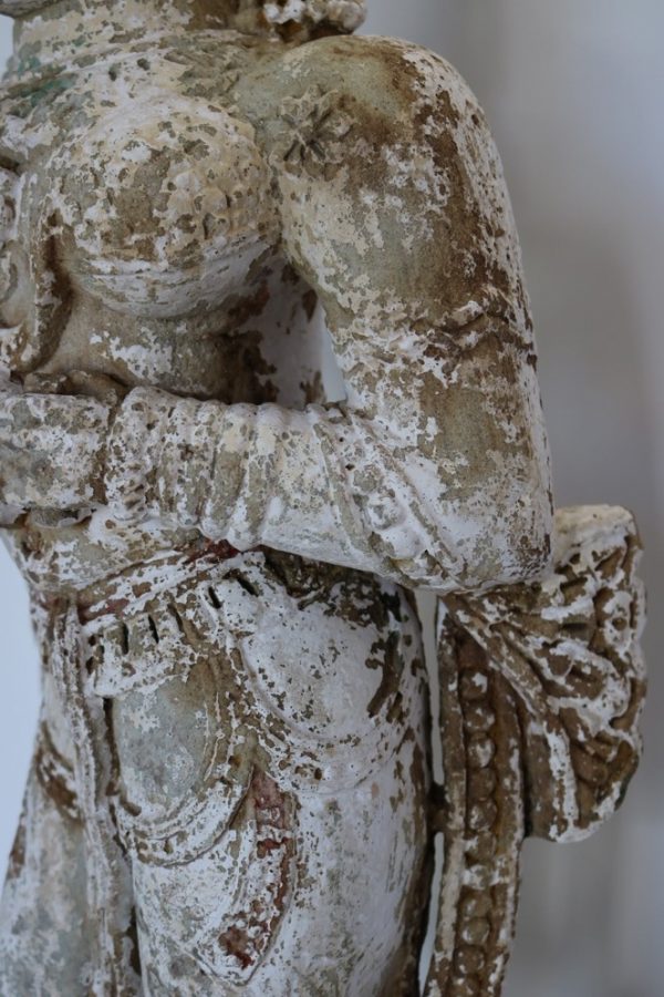 Hand carved stone statue with wood base - Image 6