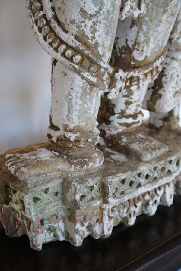 Hand carved stone statue with wood base - Image 8
