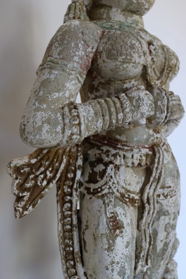 Hand carved stone statue with wood base - Image 9