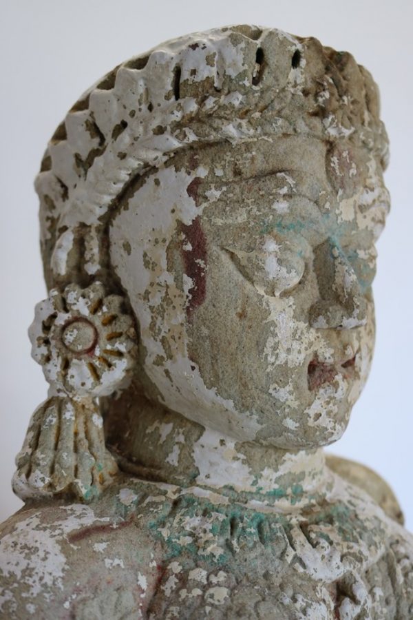 Hand carved stone statue with wood base - Image 10