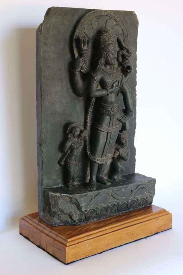 Hand carved stone Shiva with wood base from India - Image 3