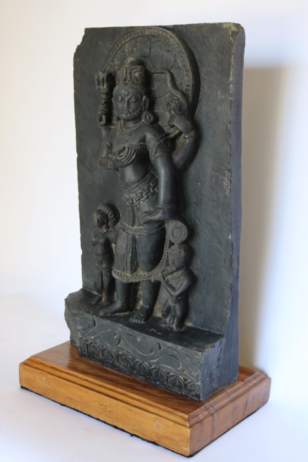 Hand carved stone Shiva with wood base from India - Image 4
